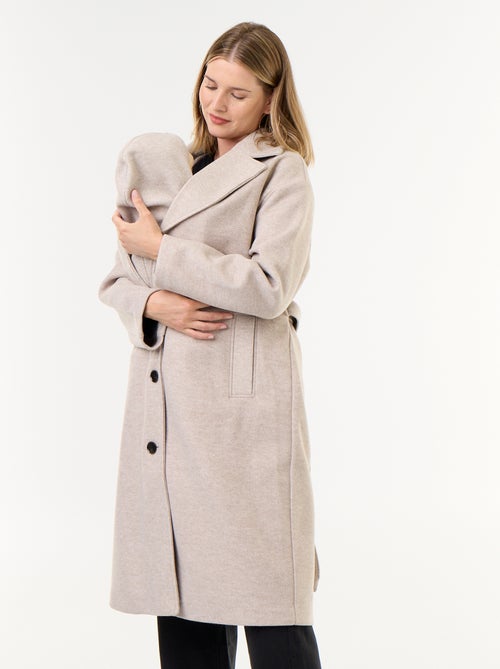 Manteau long faux lainage col tailleur - Kiabi