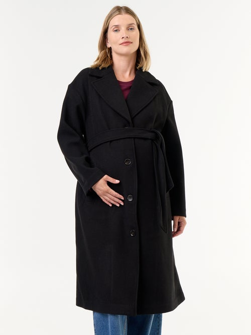 Manteau long faux lainage col tailleur - Kiabi