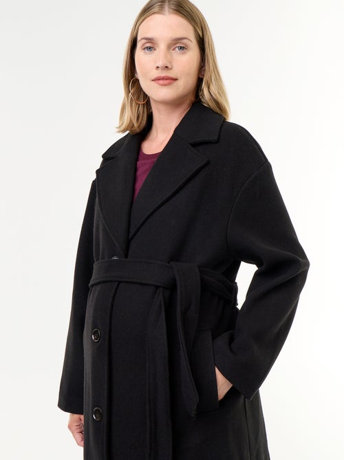 Manteau long faux lainage col tailleur - Kiabi