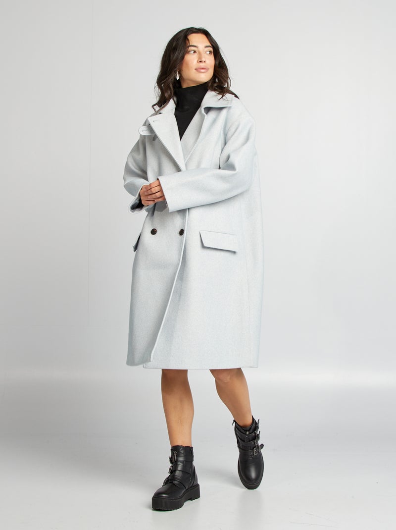 Manteau long forme oversize Gris - Kiabi