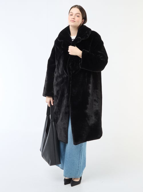 Manteau long imitation fourrure - Kiabi