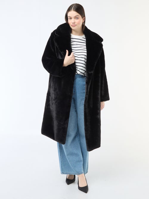 Manteau long imitation fourrure - Kiabi