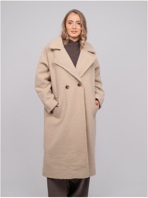 Manteau long oversize maille bouclée uven - Kiabi Manteau long oversize maille bouclée uven - Kiabi