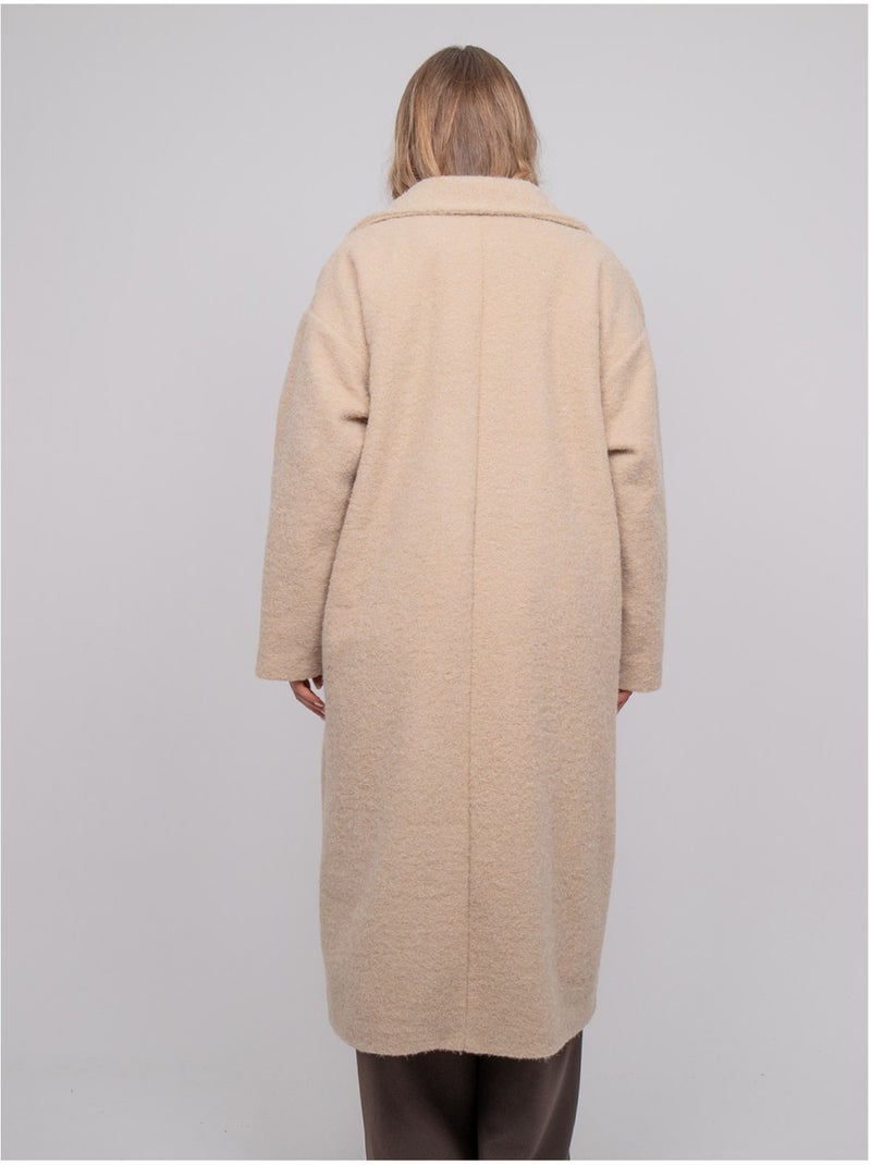 Manteau long oversize maille bouclée uven Beige - Kiabi