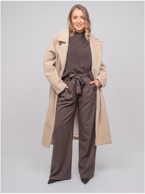 Manteau long oversize maille bouclée uven - Kiabi Manteau long oversize maille bouclée uven - Kiabi