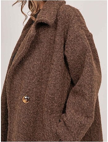 Manteau long oversize maille bouclée uven