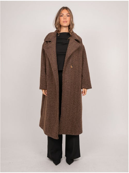 Manteau long oversize maille bouclée uven - Kiabi Manteau long oversize maille bouclée uven - Kiabi