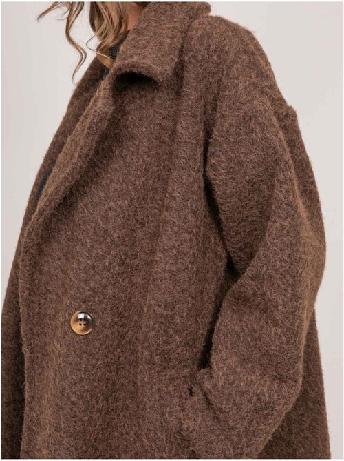 Manteau long oversize maille bouclée uven - Kiabi Manteau long oversize maille bouclée uven - Kiabi