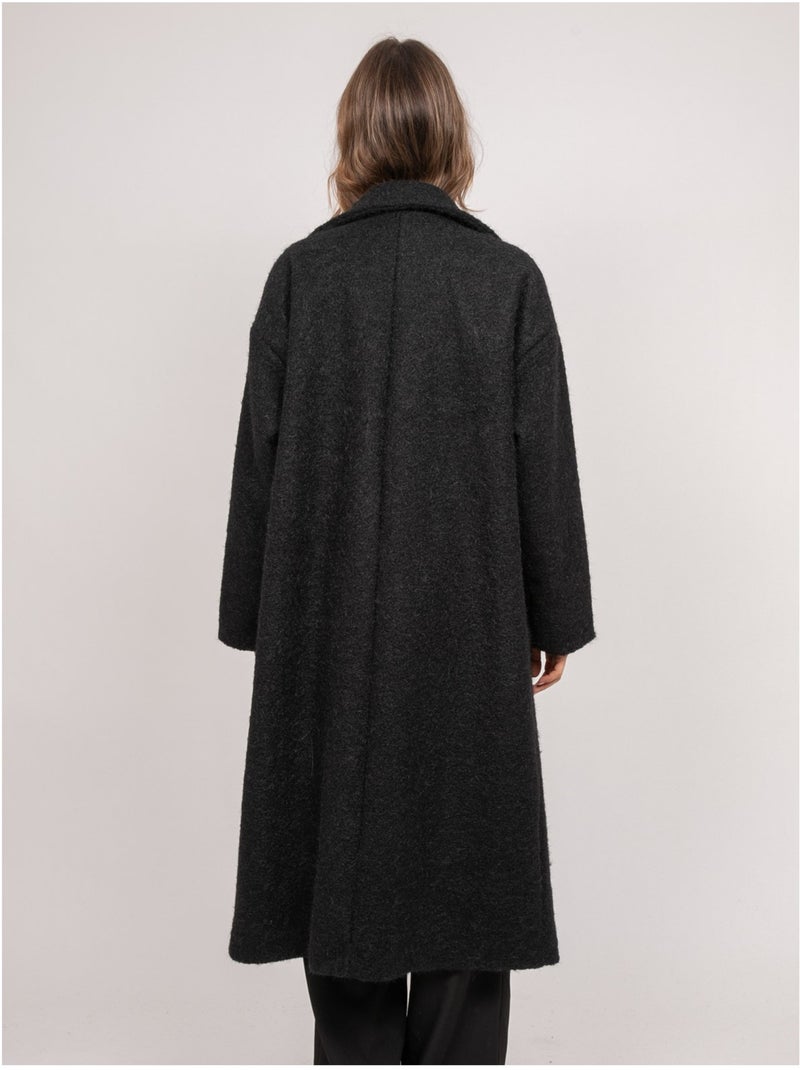 Manteau long oversize maille bouclée uven Noir - Kiabi