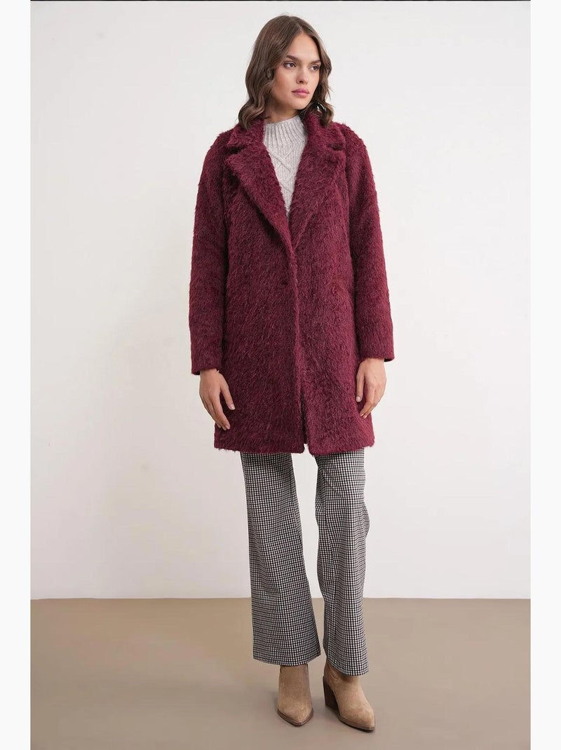 Manteau long texturé avec col de veste mixray Rouge bordeaux - Kiabi