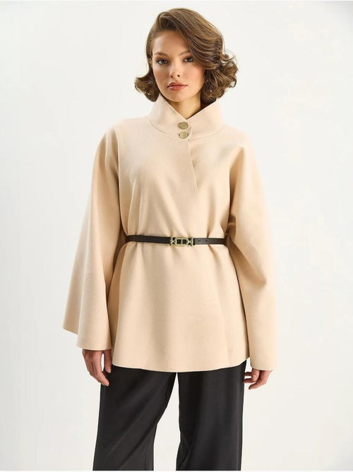 Manteau long texturé avec fermeture à boutons lucci - Kiabi