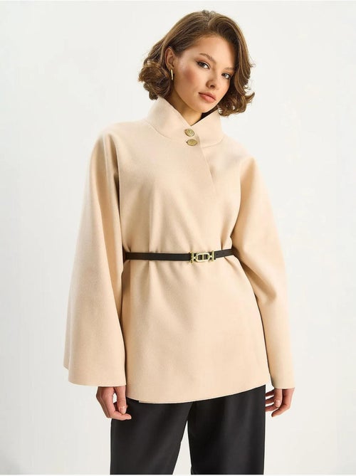 Manteau long texturé avec fermeture à boutons lucci - Kiabi