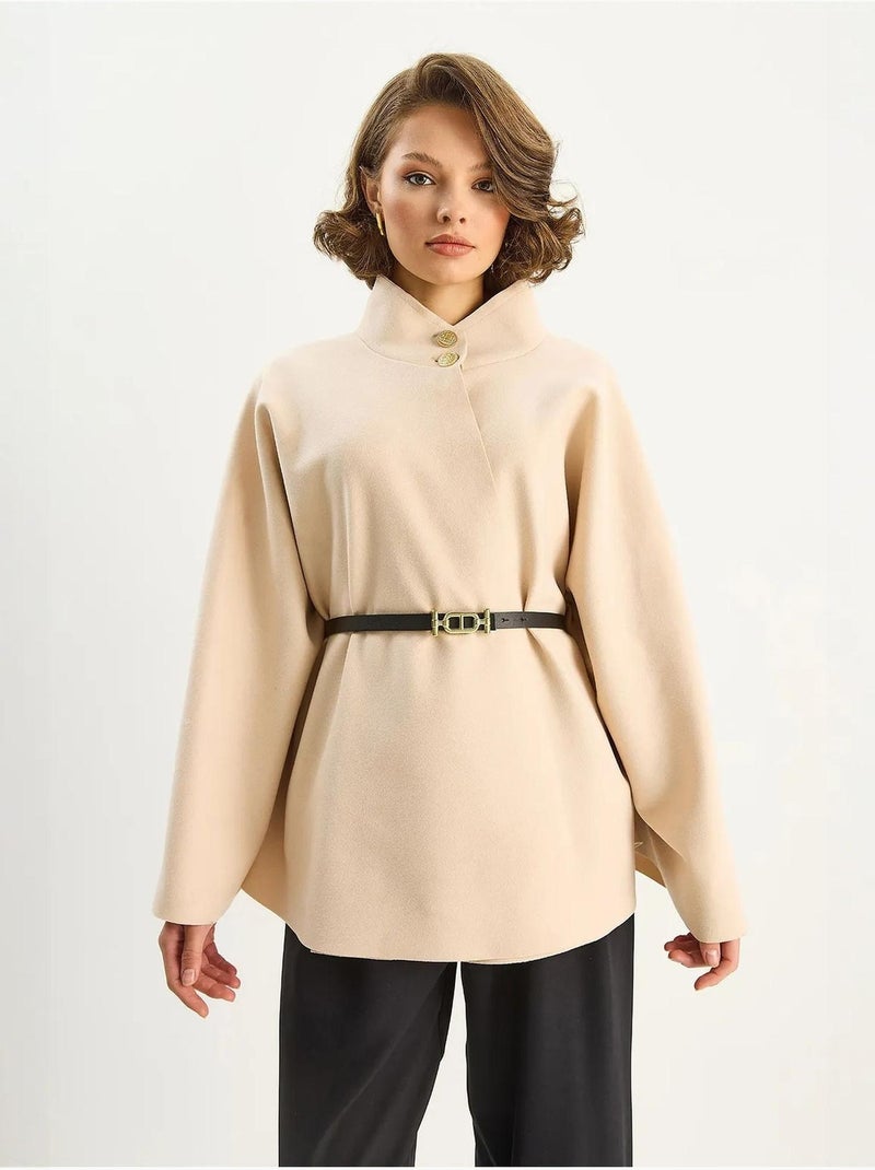 Manteau long texturé avec fermeture à boutons lucci Beige argile - Kiabi