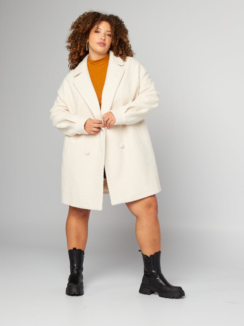 Manteau long type lainage Blanc - Kiabi