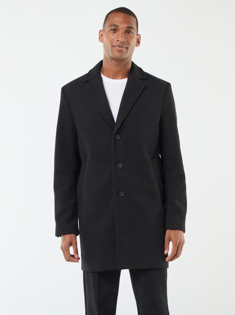 Manteau long uni Noir - Kiabi