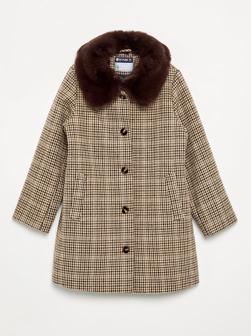 Manteau mi-long avec col en fourrure amovible - Kiabi Manteau mi-long avec col en fourrure amovible - Kiabi