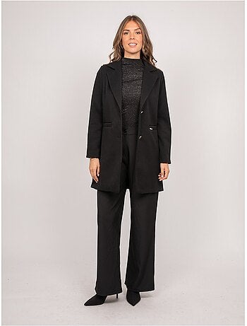 Manteau mi-long col tailleur boutons dorés ultema