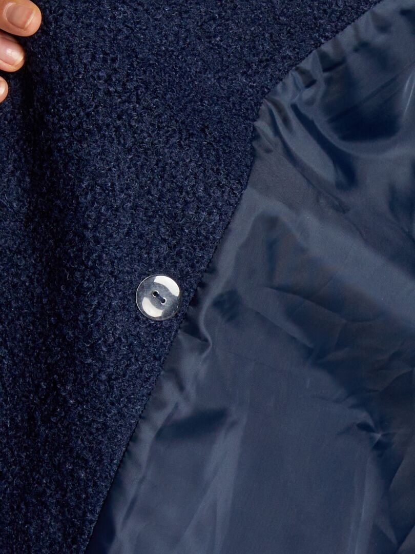 Manteau mi long en maille bouclette Bleu nuit Kiabi 45.00