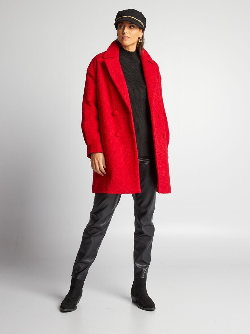 Manteau Mi Long En Maille Bouclette Rouge Kiabi 45 00€