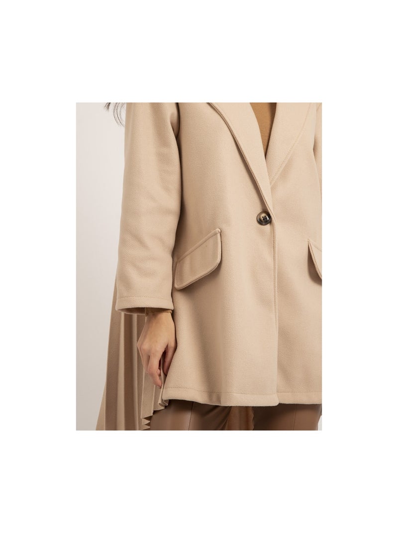 Manteau mi-long plissé ulbad Beige - Kiabi
