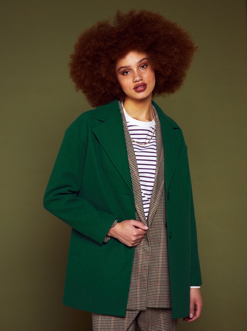 Manteau mi-long Vert - Kiabi