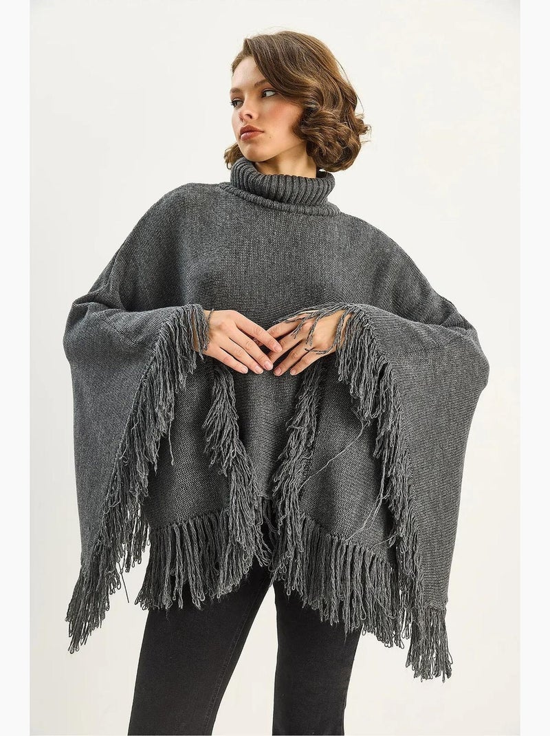 Manteau oversize croisé texturé lucci Gris Noir - Kiabi