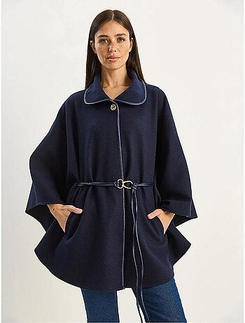 Manteau oversize en laine mélangée texturée à col veste lucci