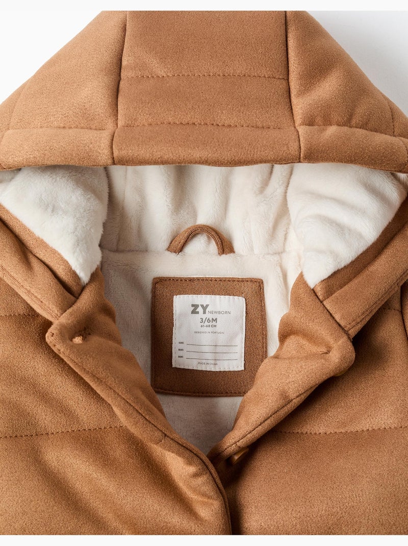 Manteau rembourré à capuche et doublure en peluche douce Beige - Kiabi