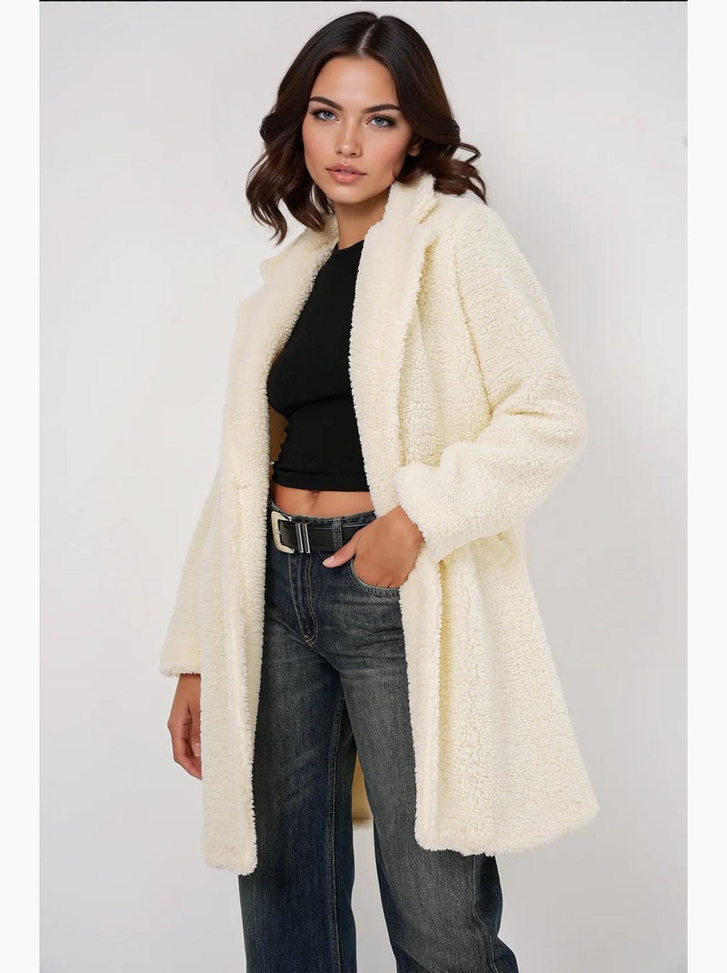Manteau surdimensionné en fausse fourrure bdart Ivoire - Kiabi