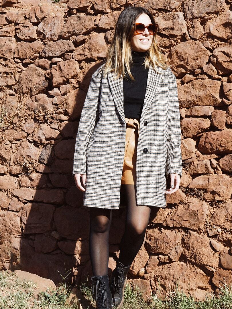 Manteau De Jour Femme Equestrian Collection, Laine Marron à Carreaux, Taille 10