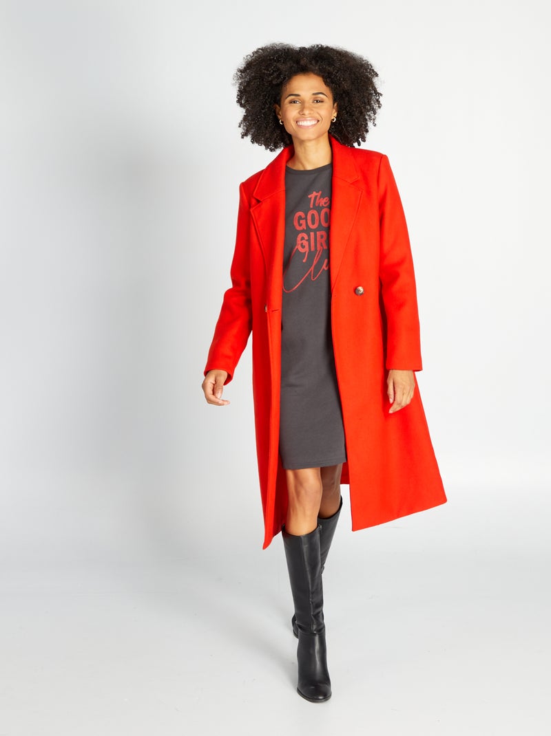 Manteau type lainage Orange - Kiabi