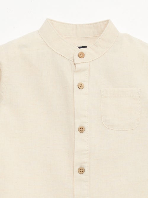 Mao-kraag hemd met oprolbare mouwen - Kiabi