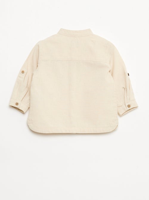 Mao-kraag hemd met oprolbare mouwen - Kiabi