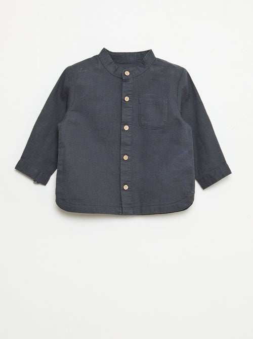 Mao-kraag hemd met oprolbare mouwen - Kiabi