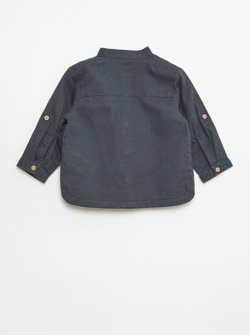 Mao-kraag hemd met oprolbare mouwen - Kiabi