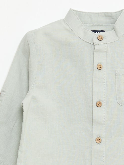 Mao-kraag hemd met oprolbare mouwen - Kiabi