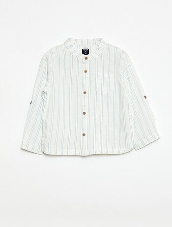 Mao-kraag hemd met oprolbare mouwen