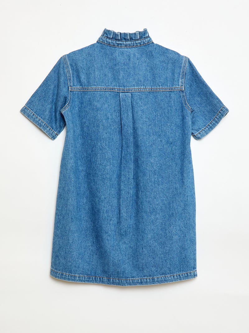 Mao-kraag jurk van denim Blauw - Kiabi