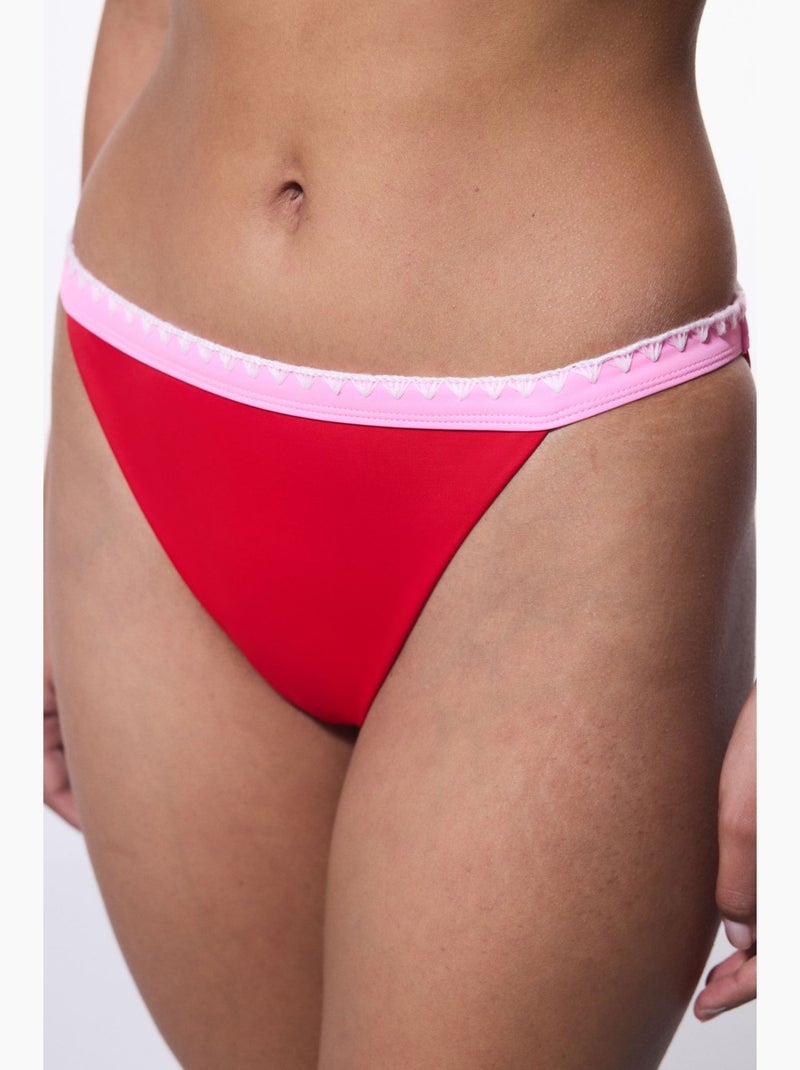 Marbella bikinibroekje met zeer lage taille penti Rood/Roze - Kiabi