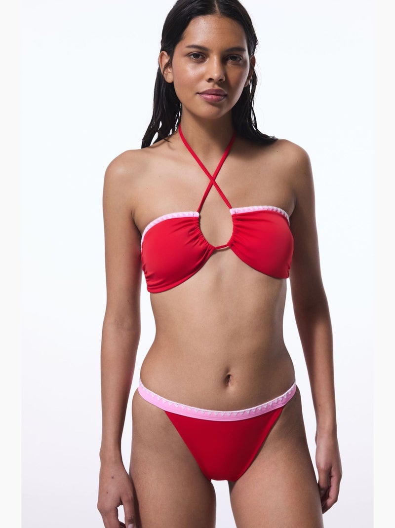 Marbella bikinibroekje met zeer lage taille penti Rood/Roze - Kiabi