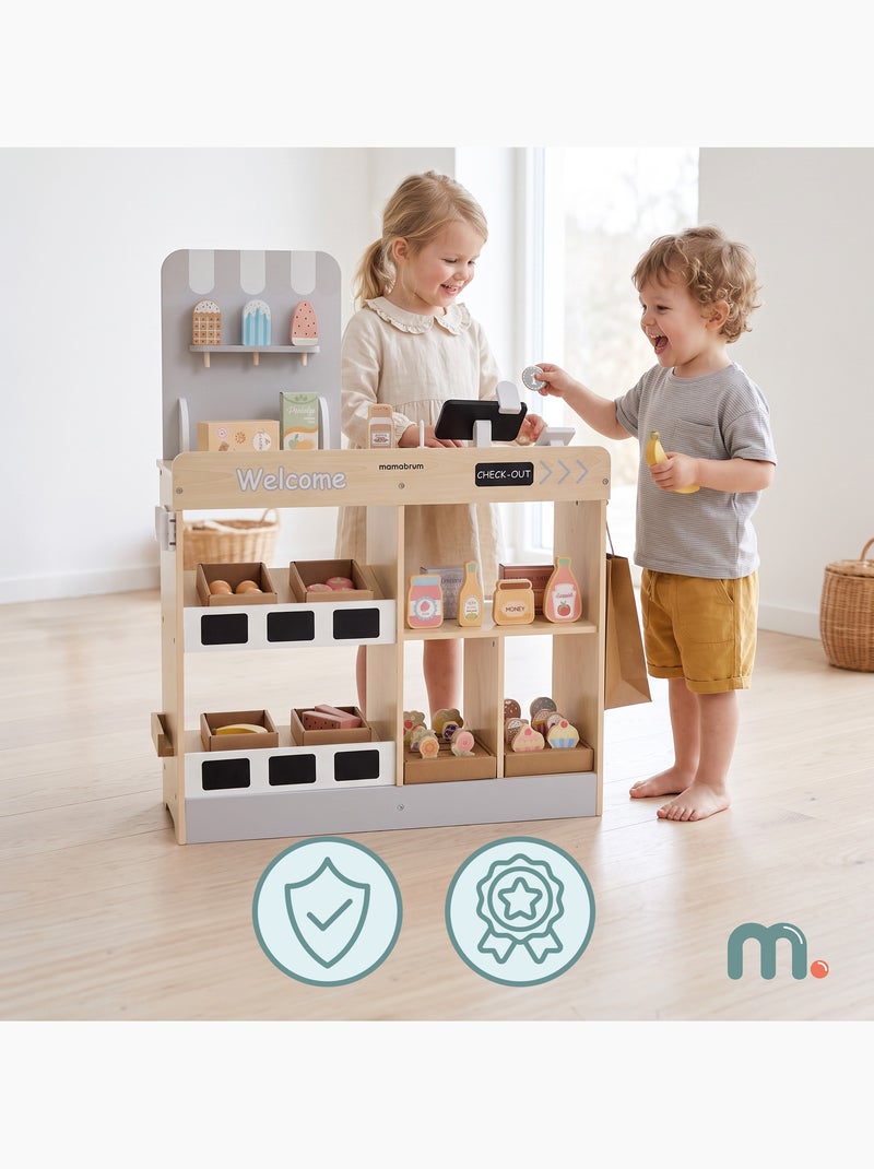 Marchand marchandise bois enfant caisse enregistreuse 60 accessoires mamabrum N/A - Kiabi