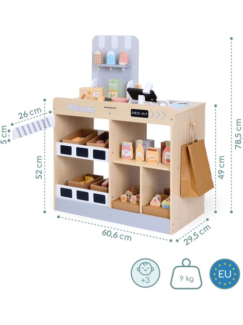 Marchand marchandise bois enfant caisse enregistreuse 60 accessoires mamabrum - Kiabi