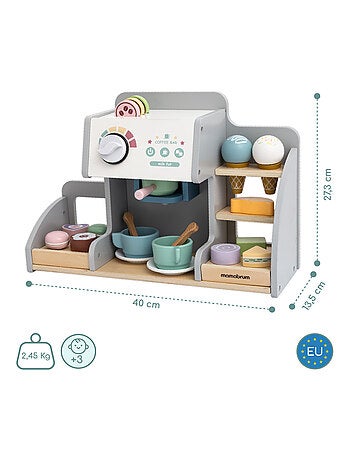 Marchande bois glacière avec tableau magnétique, machine à café +70 pièces