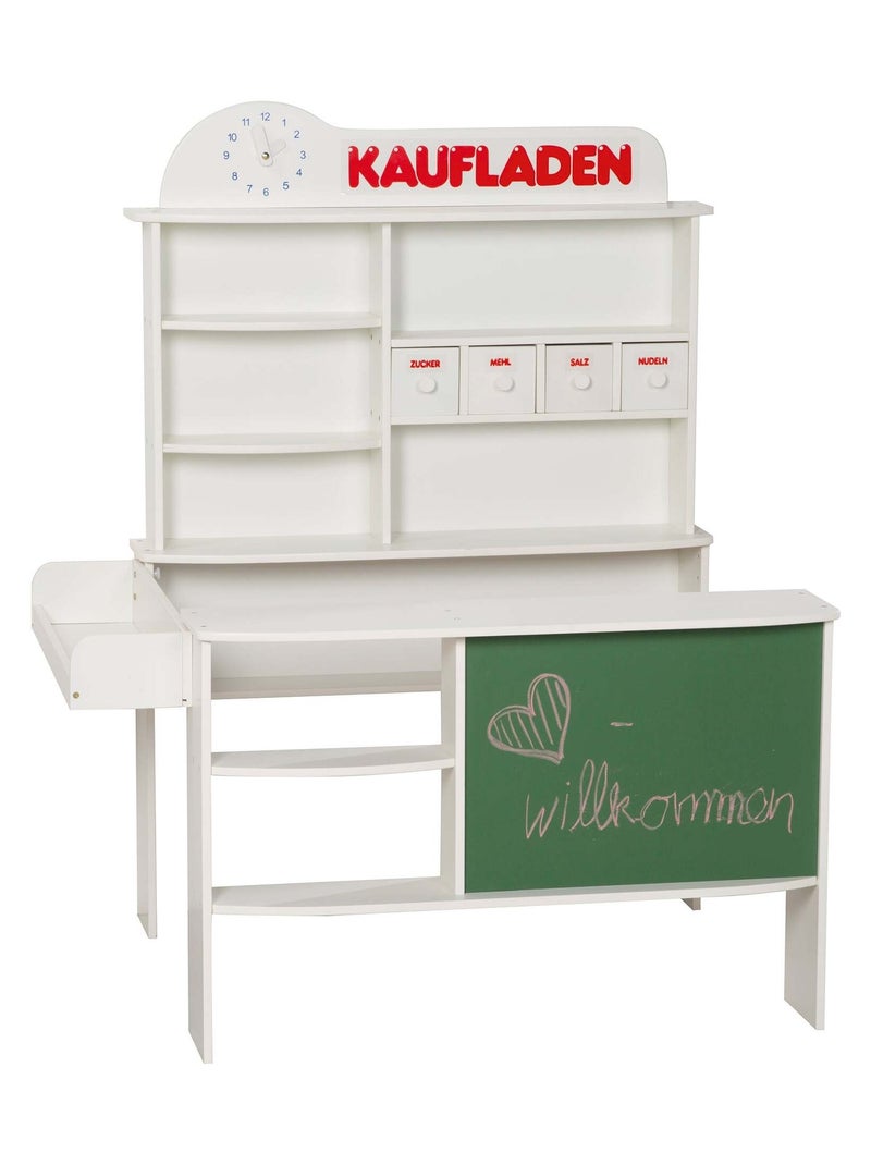 Marchande en bois avec tableau et horloge intégrés 'Kaufladen' ROBA Blanc - Kiabi
