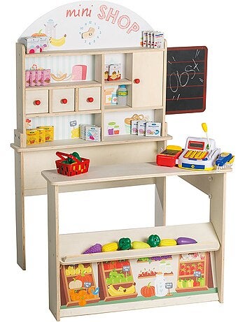 Marchande en bois + caisse enregistreuse et accessoires 'Minishop' ROBA