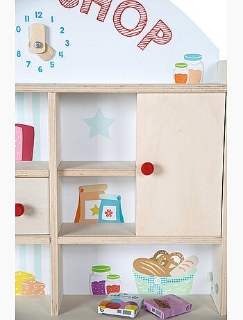 Marchande en bois + caisse enregistreuse et accessoires 'Minishop' ROBA