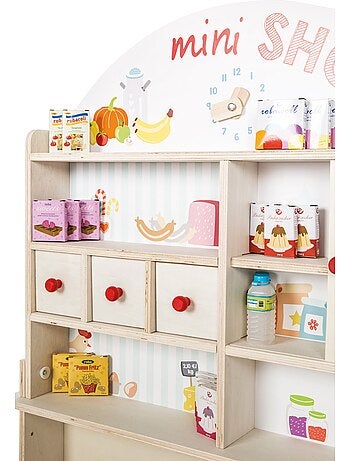 Marchande en bois + caisse enregistreuse et accessoires 'Minishop' ROBA