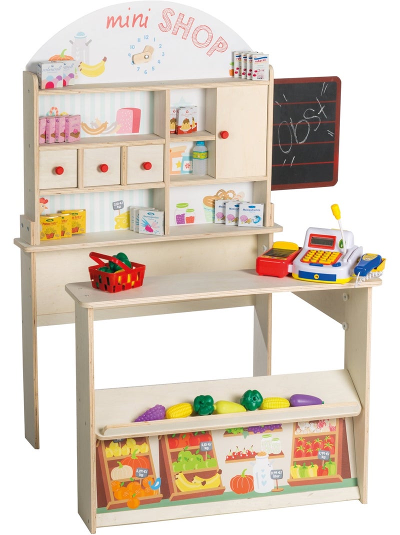 Marchande en bois + caisse enregistreuse et accessoires 'Minishop' ROBA Multicolore - Kiabi