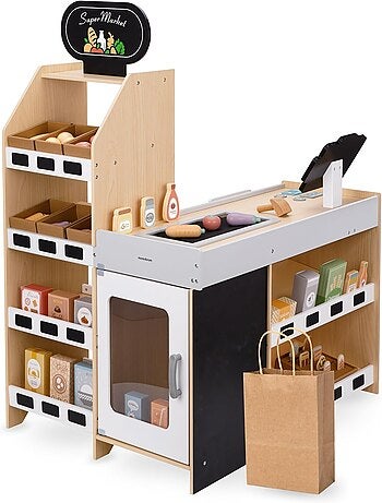 Marchande en bois stand de jeu éducatif pour enfants avec accessoires