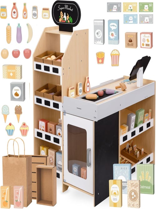 Marchande en bois stand de jeu éducatif pour enfants avec accessoires - Kiabi